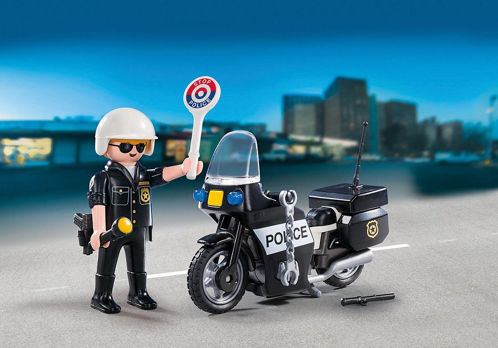 Playmobil Policia Figura Con Moto Y Accesorios 5648-1