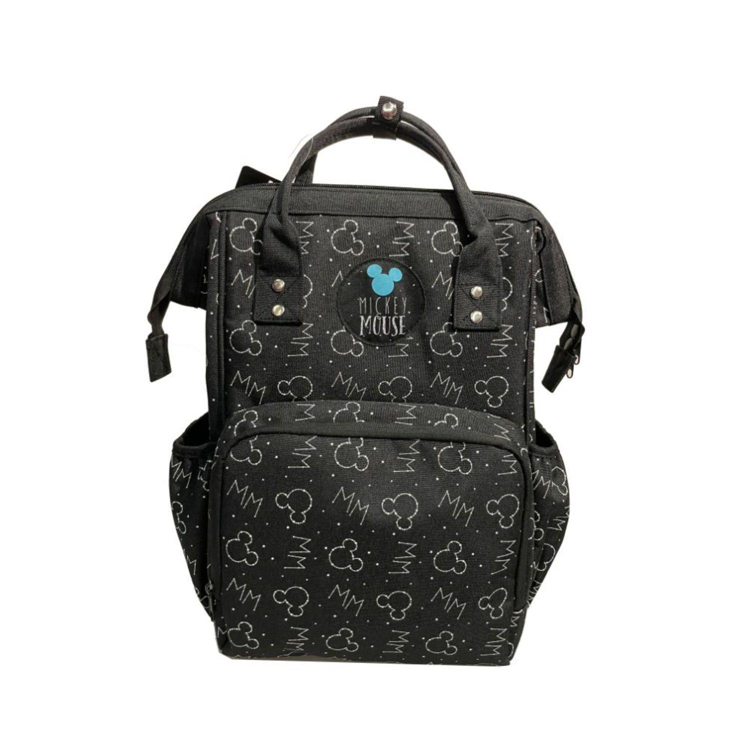 Pañalera Juvenil Negra Con Mudador Mickey-0