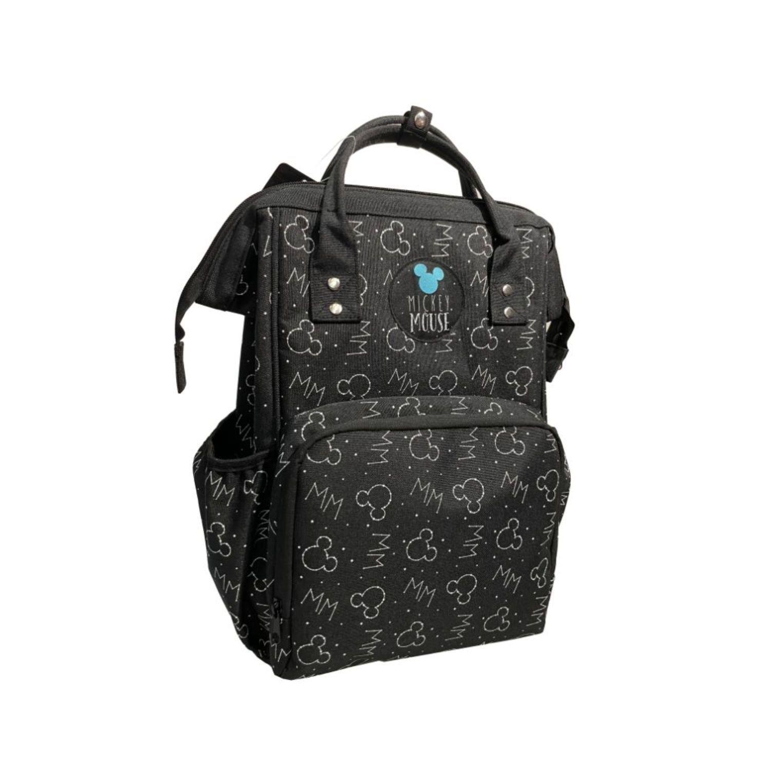 Pañalera Juvenil Negra Con Mudador Mickey-1