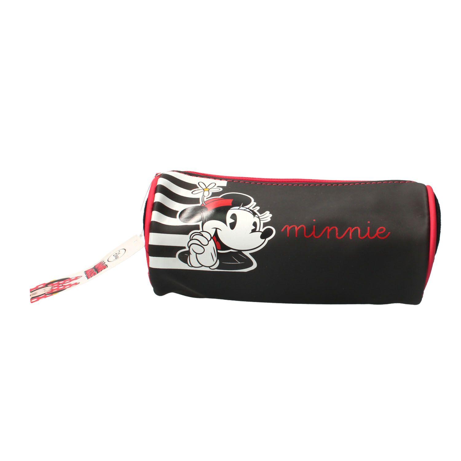 Estuche Minnie Mouse 2 Diseños Cilindrico Negro-1