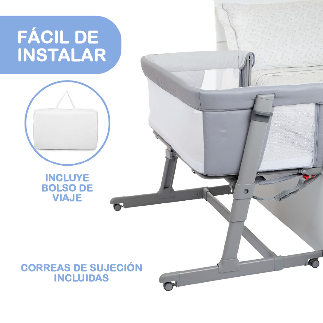 Cuna Colecho Next2Me Magic Evo Dark Grey Chicco-2