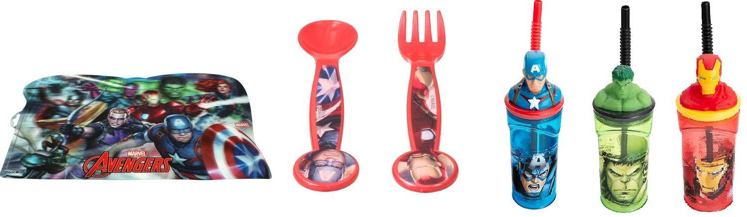 Individual  + Set Cubiertos + 3 Tomajugos Figura Avengers-0