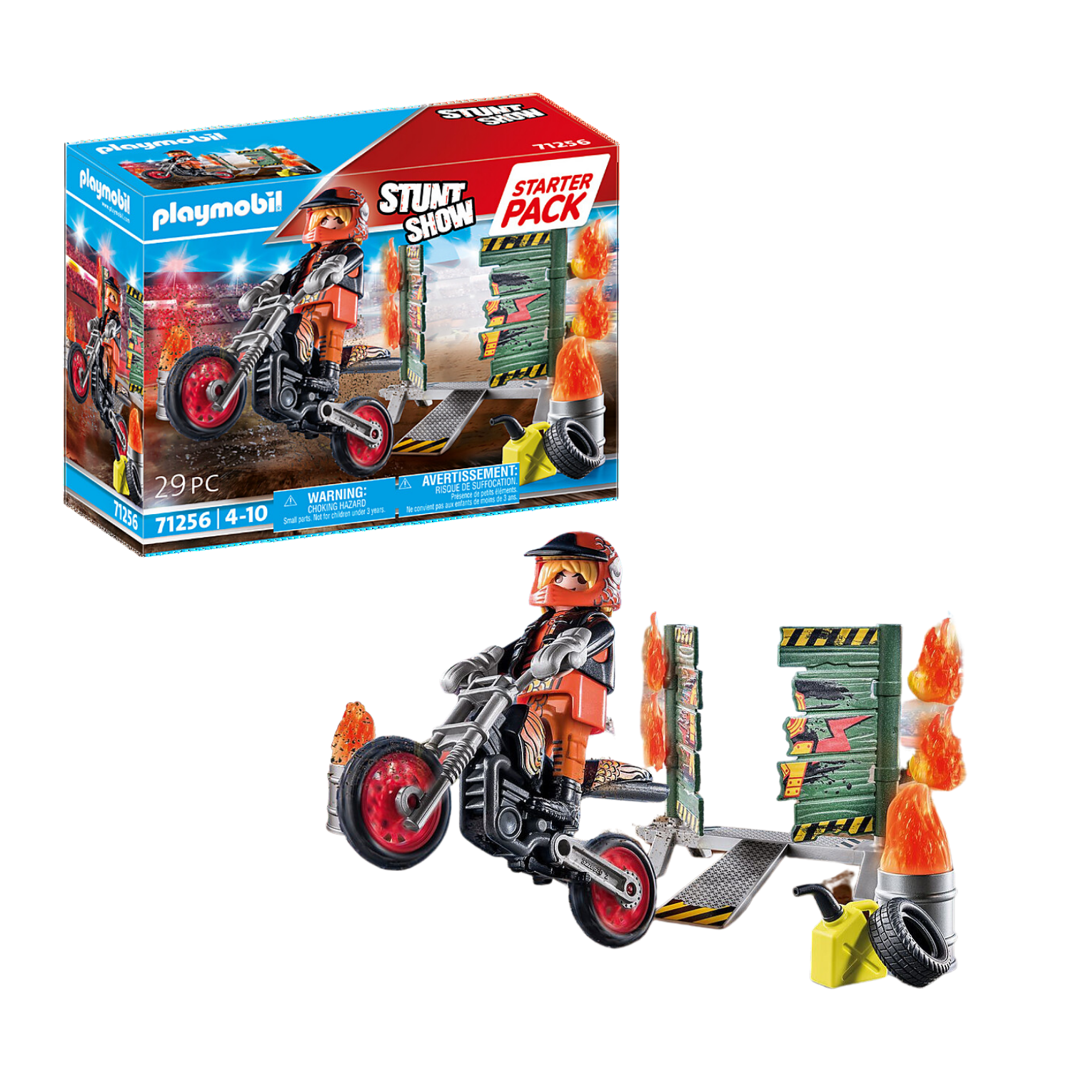 Playmobil Starter Pack Stuntshow Moto con Pared - 71256-0