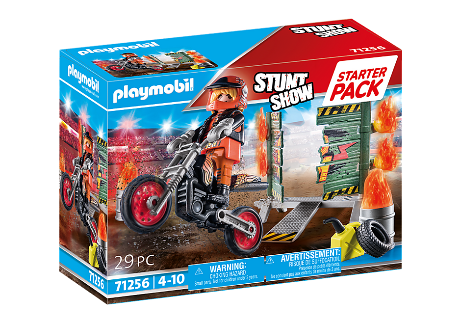 Playmobil Starter Pack Stuntshow Moto con Pared - 71256-1