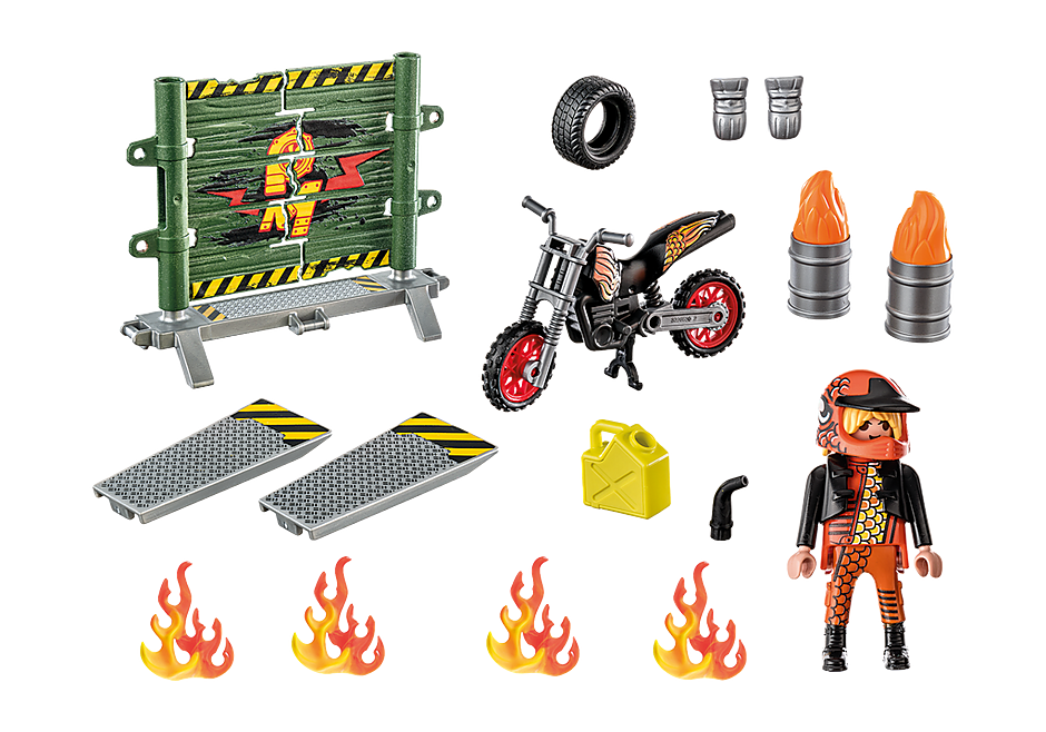 Playmobil Starter Pack Stuntshow Moto con Pared - 71256-2