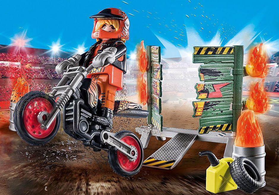 Playmobil Starter Pack Stuntshow Moto con Pared - 71256-4
