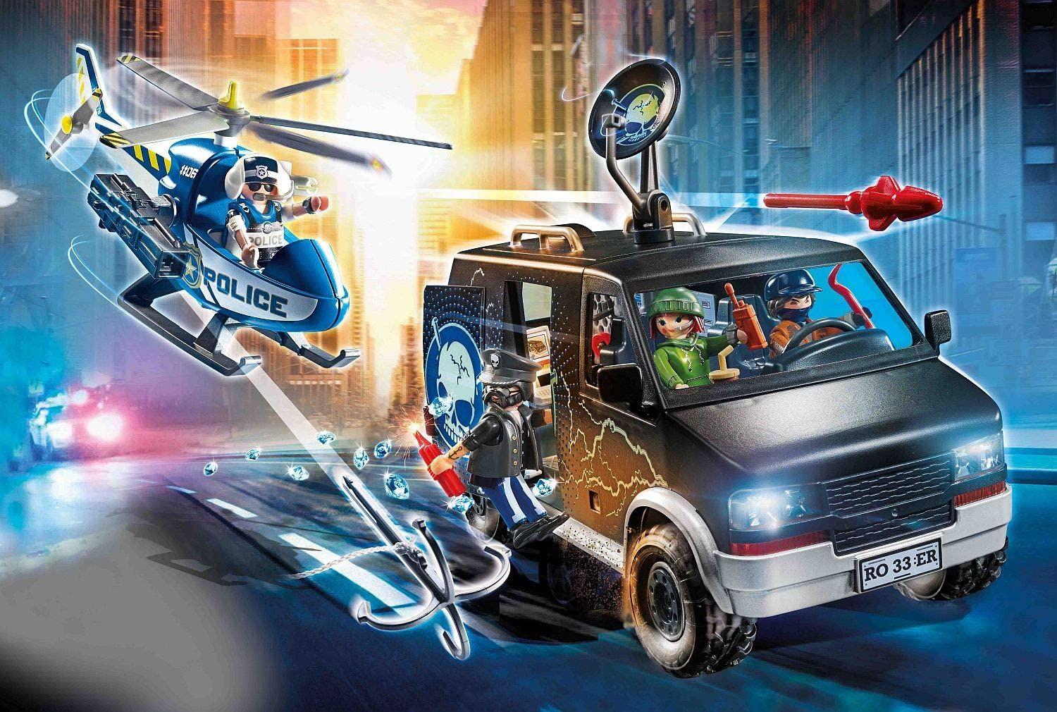 Playmobil Helicóptero Persecución Con Van Runaway 70575-1