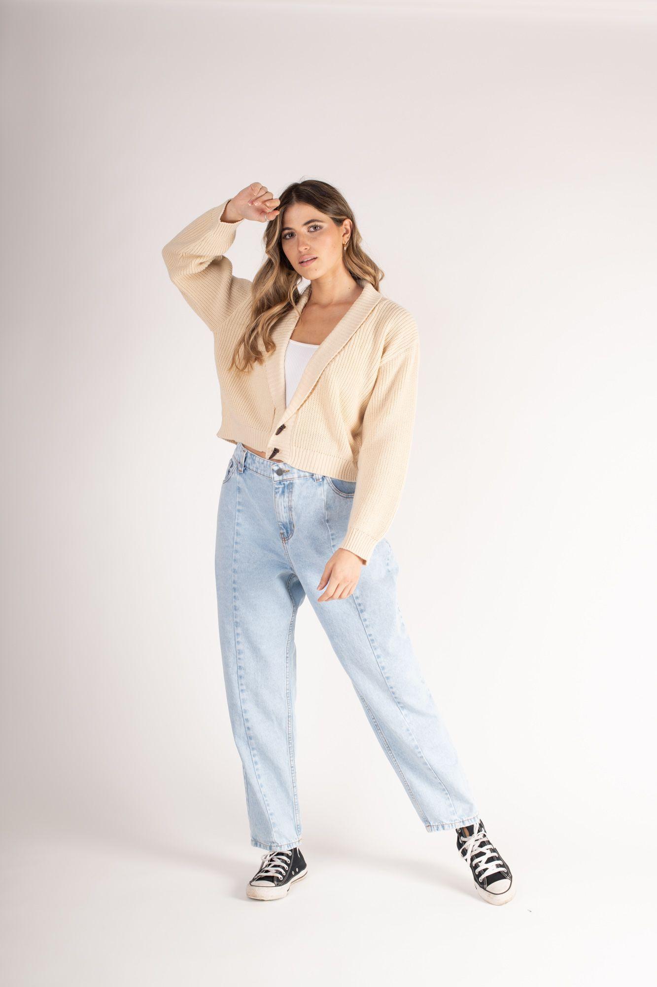 Jeans Mom Tiro Alto Celeste -3