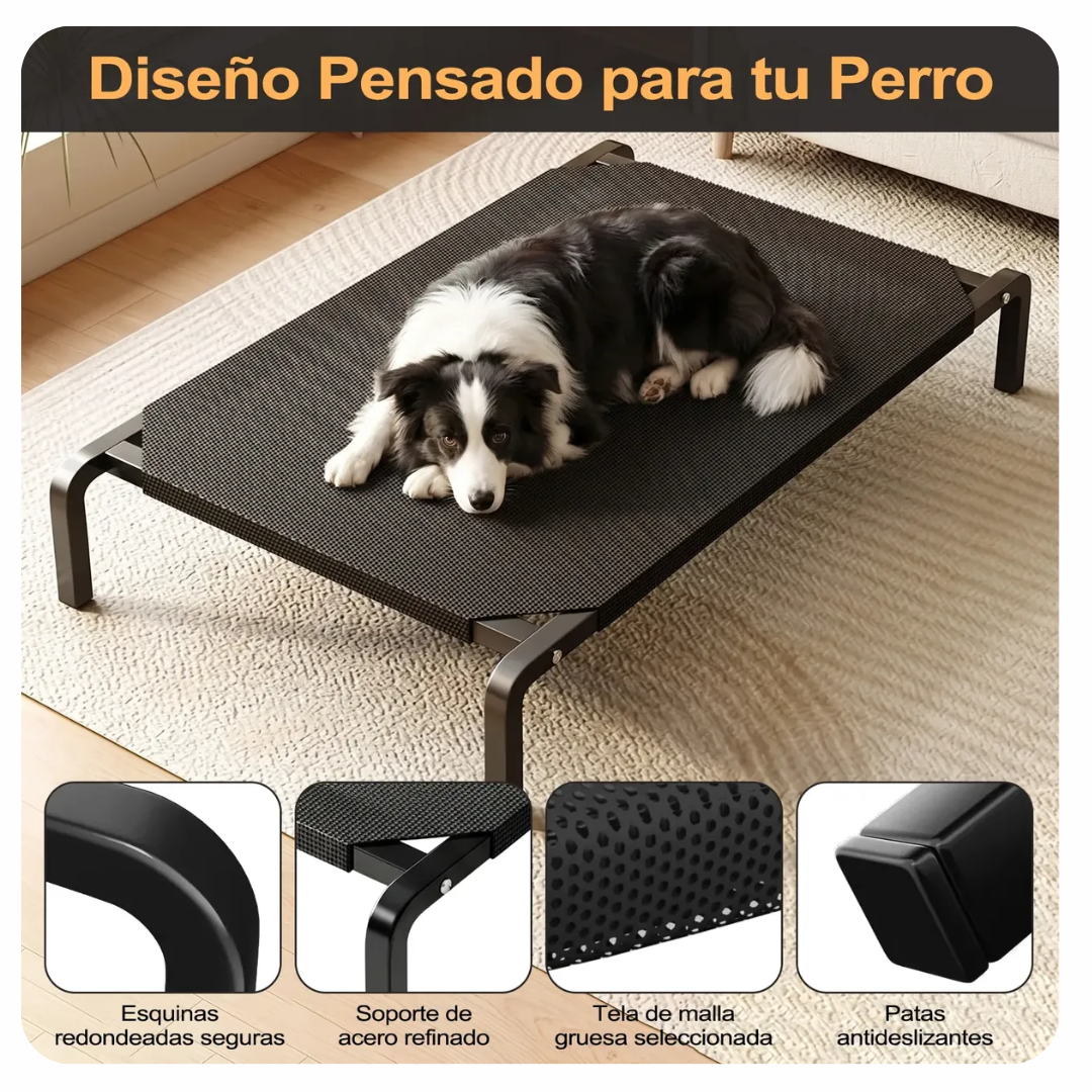 Cama Elevada Para Mascotas Perros Gatos Talla L Negro Talla L-3