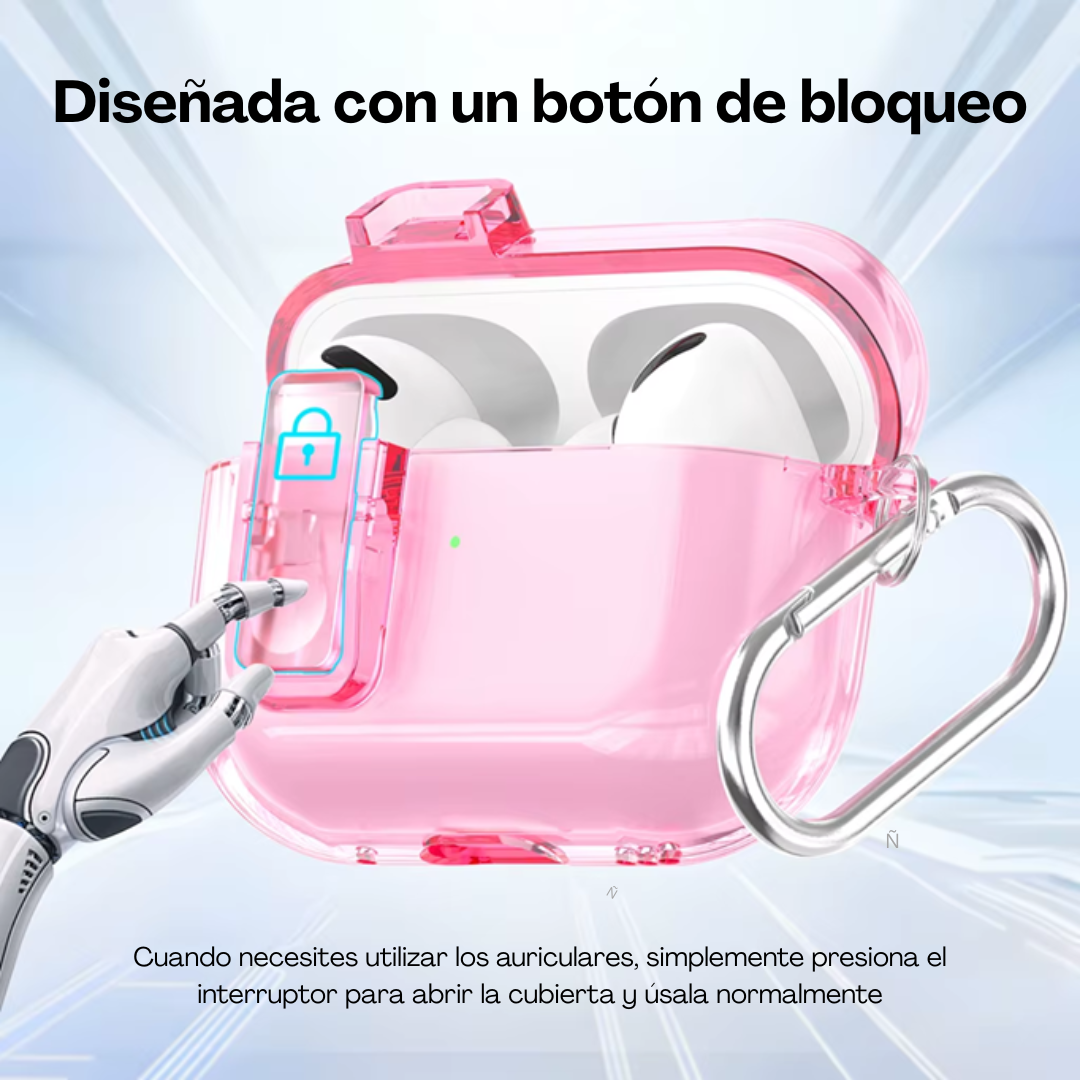 Funda Protectora Reforzada Transparente Para Airpods Pro 3 Negro-2