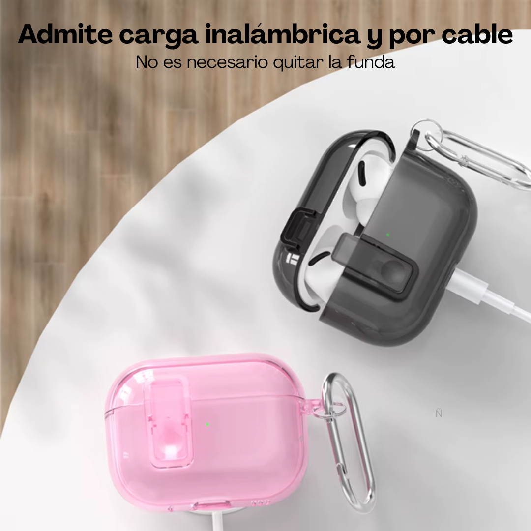 Funda Protectora Reforzada Transparente Para Airpods Pro 3 Negro-3