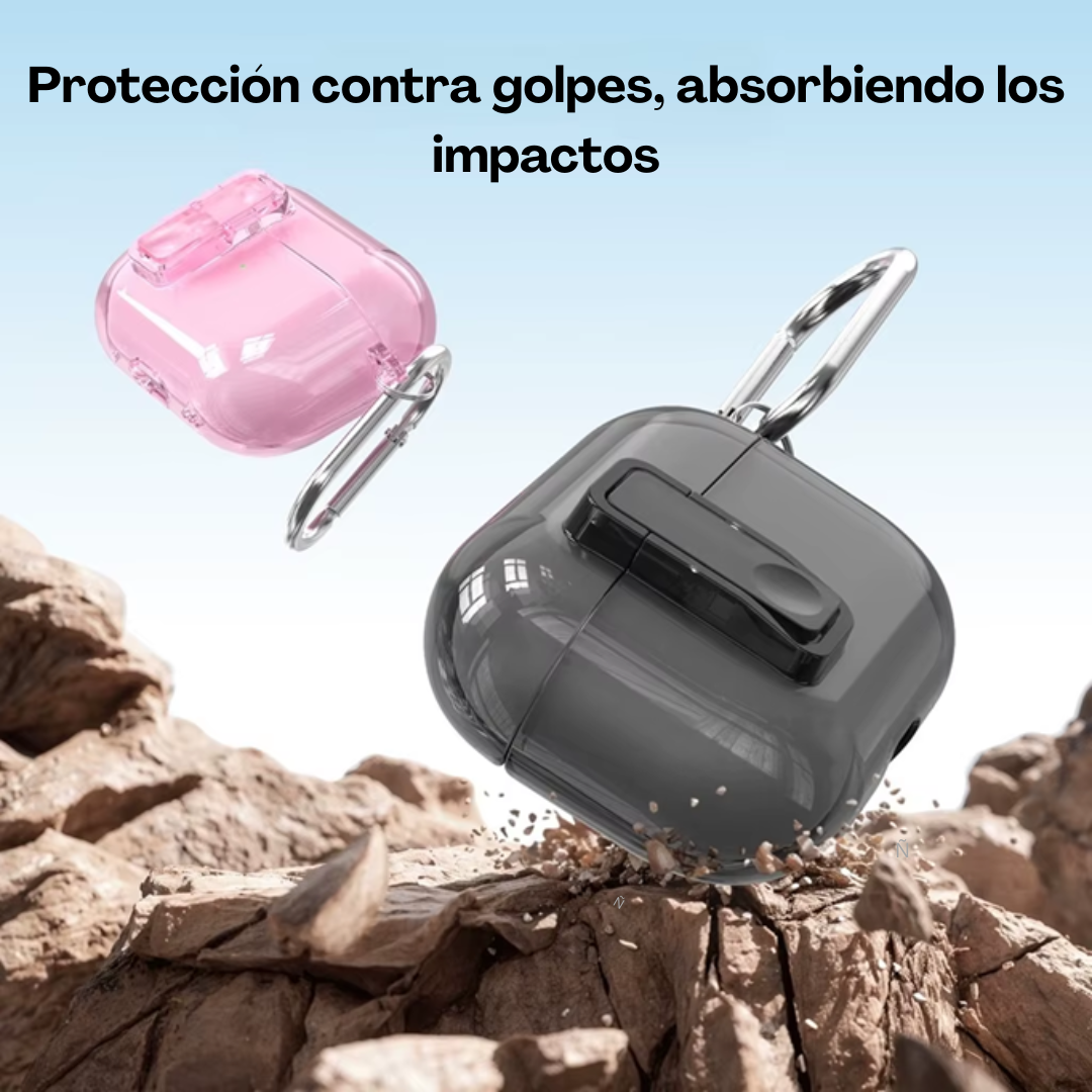 Funda Protectora Reforzada Transparente Para Airpods Pro 3 Negro-4