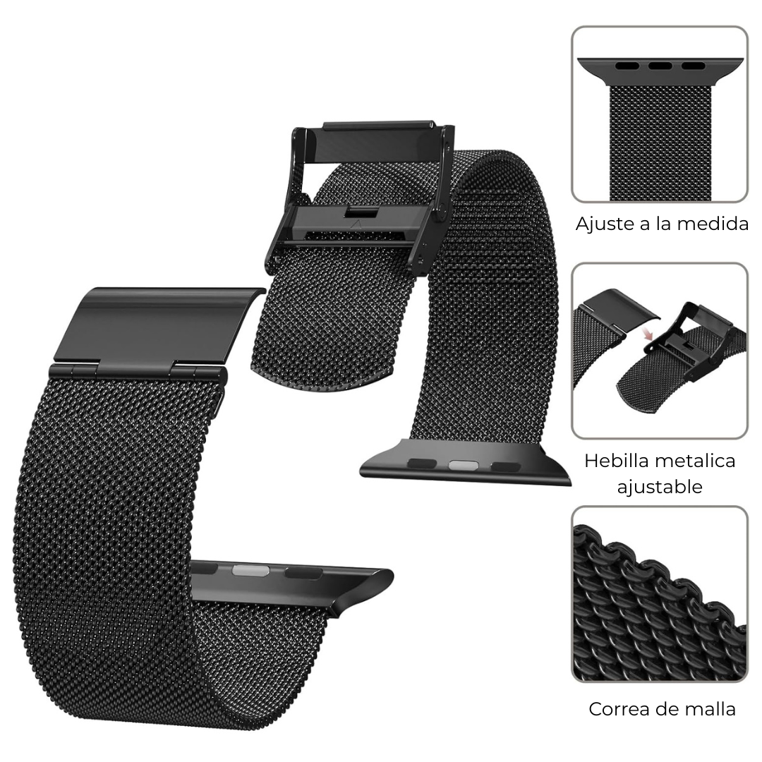 Correa de malla trenzada acero inoxidable Apple watch 38 40 41 S11 S10 42mm-4