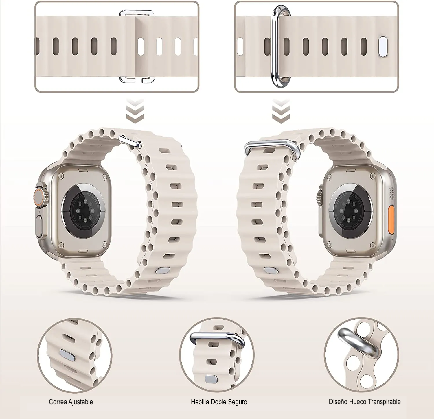 Correa Ocean Silicona Para Apple Watch 42 44 45 49 Ultra-2