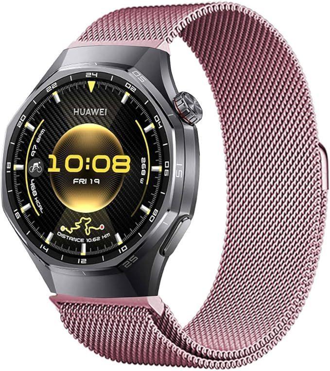 Correa Metálica Magnética Para Huawei Gt6 Gt5 Gt4 Gt3 Gt2 / 22mm Rosado-0