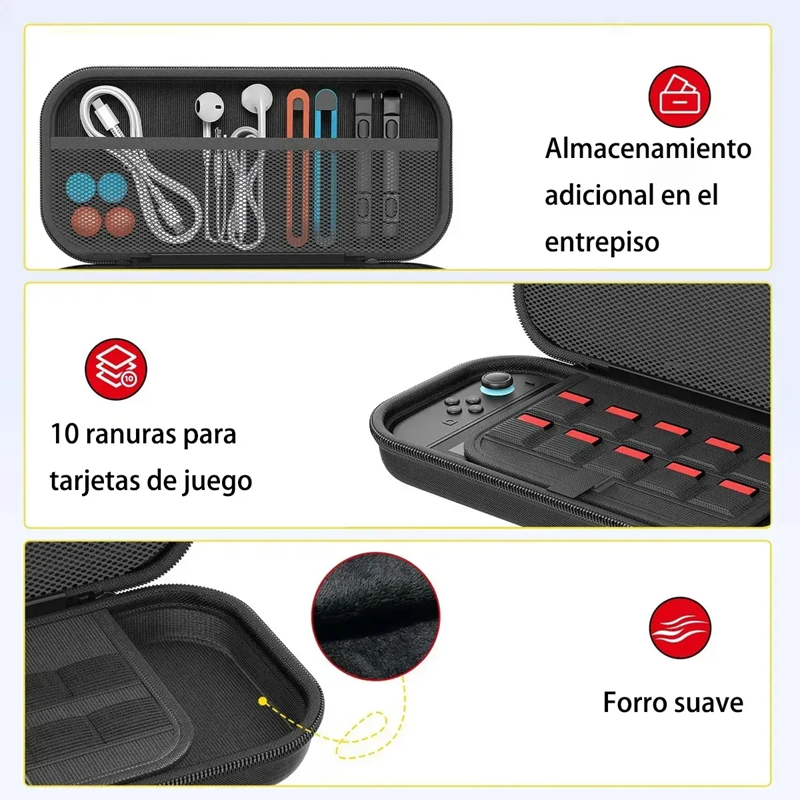 Estuche Bolso Para Nintendo Switch 2 kit Mica Grips Carcasa-2