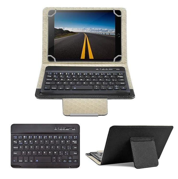 Carcasa Funda Universal Con teclado Para Tablet de 9.6 hasta 10.6" - Lenovo Tab -  Samsung Tab Negro-1