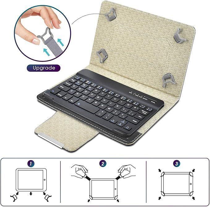 Carcasa Funda Universal Con teclado Para Tablet de 9.6 hasta 10.6" - Lenovo Tab -  Samsung Tab Negro-2