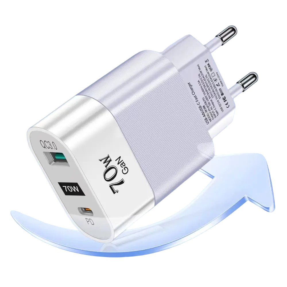 Cargador Adaptador 65 W Doble Puerto Qc3.0 Usb - Usb C-0