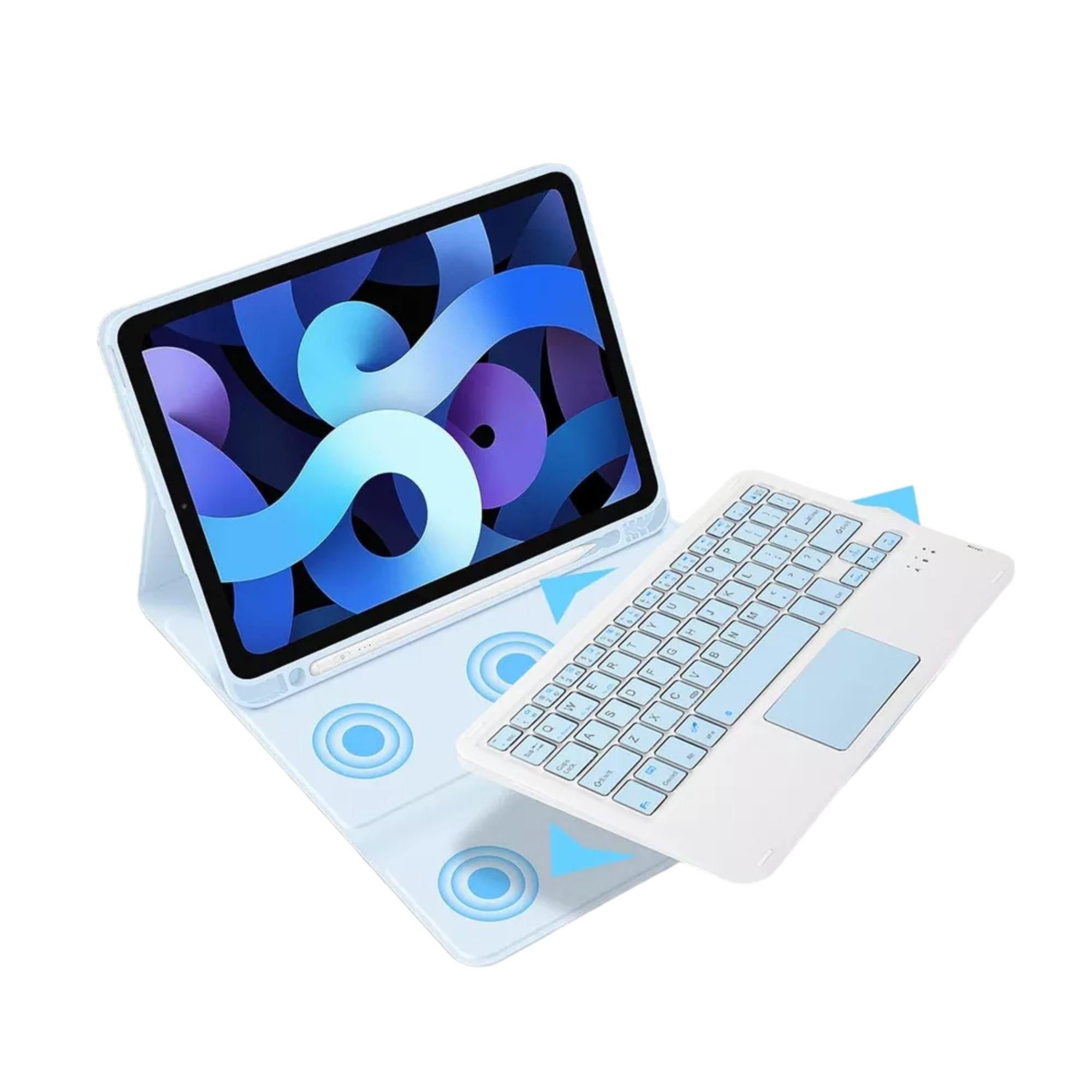 Carcasa Funda con Teclado Touchpad Para iPad 10.2" ( 7-8-9na Generación) / Celeste-2