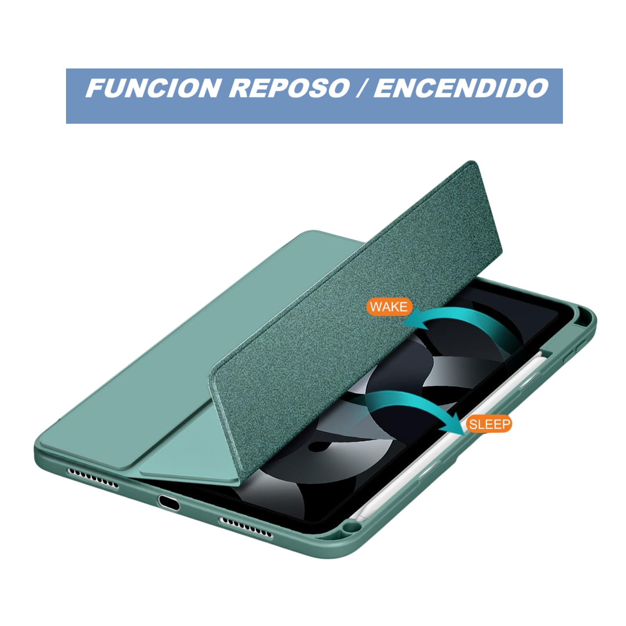  Carcasa Funda Transparente Con Ranura Lapiz Para iPad 10.9 10th Gen Verde-2
