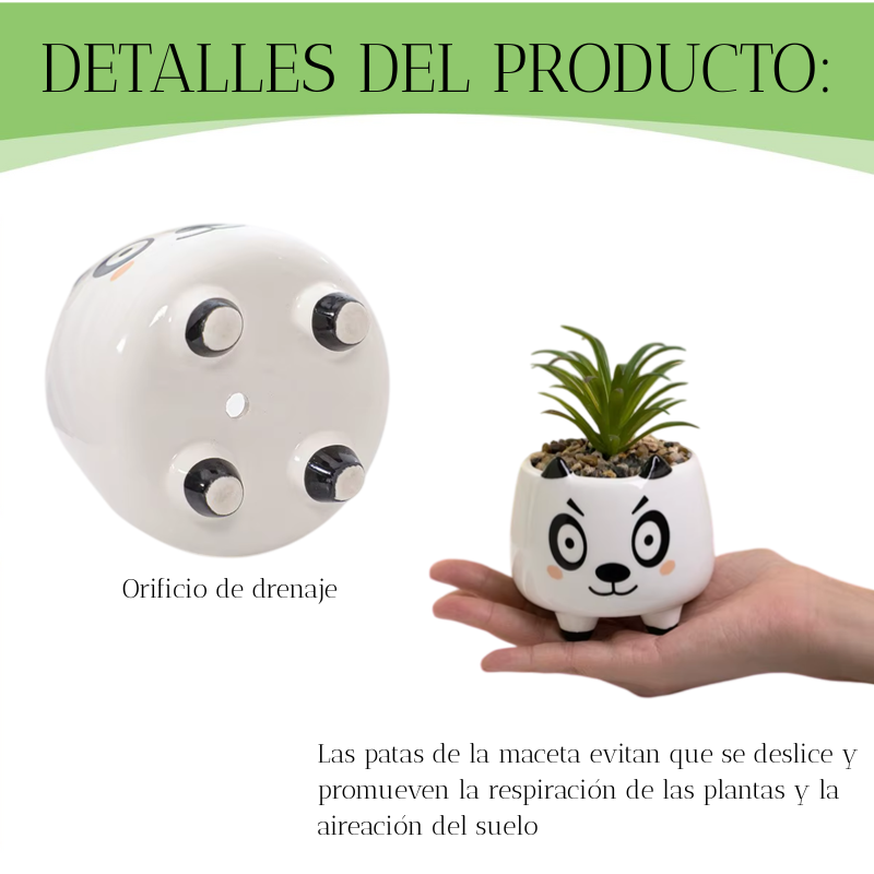3 Pza Maceteros Para Suculentas De Ceramica Diseños Animales-3