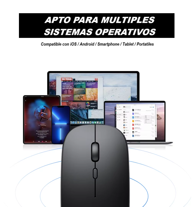 Mouse Inalámbrico Bluetooth Usb Para iPad Notebook Tablet Negro-2
