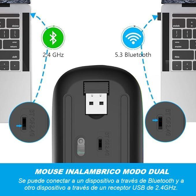 Mouse Inalámbrico Bluetooth Usb Para iPad Notebook Tablet Negro-3