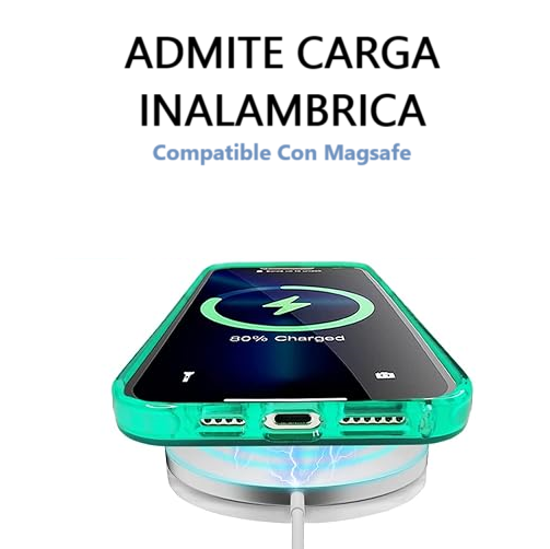Carcasa MagSafe Neon Con Lentes Para iPhone 16 Pro Max / Verde Claro-2