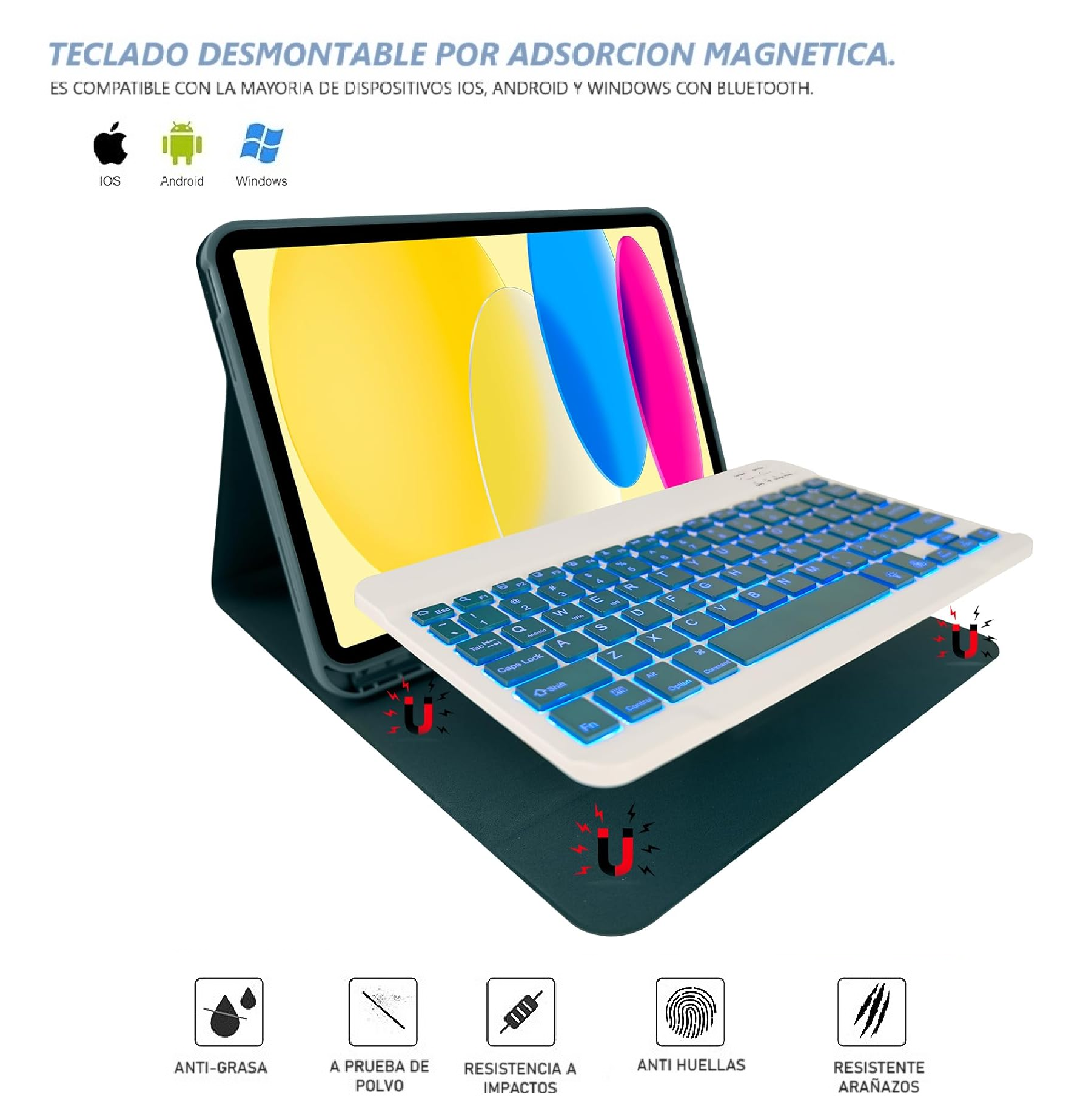 Carcasa Funda Con Teclado Compatible con iPad 10.2 / 9 8 7 Gen / 10.5 Verde Oscuro-3