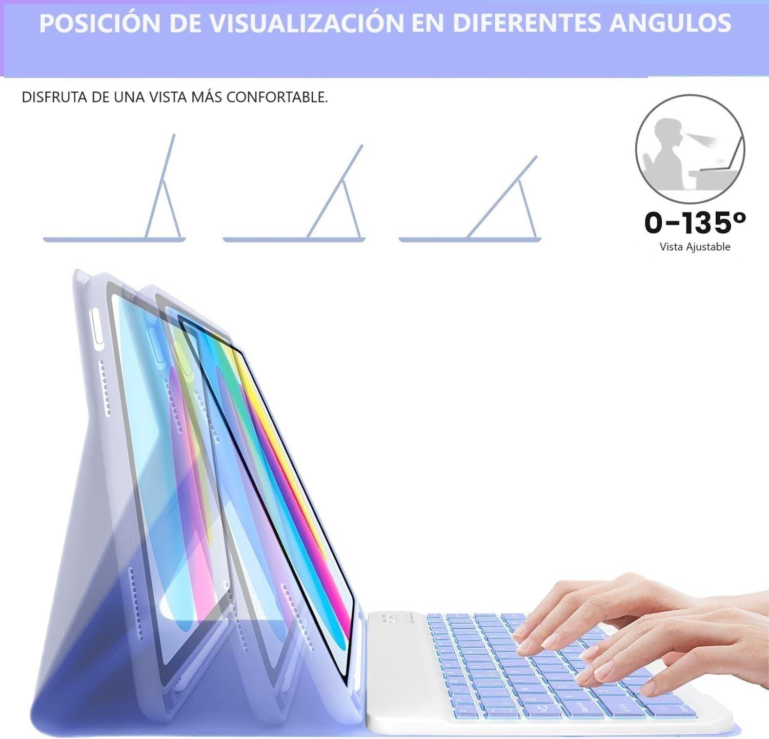 Carcasa Funda Con Teclado Compatible con iPad Air 4 5 ta generación / Lavanda-4