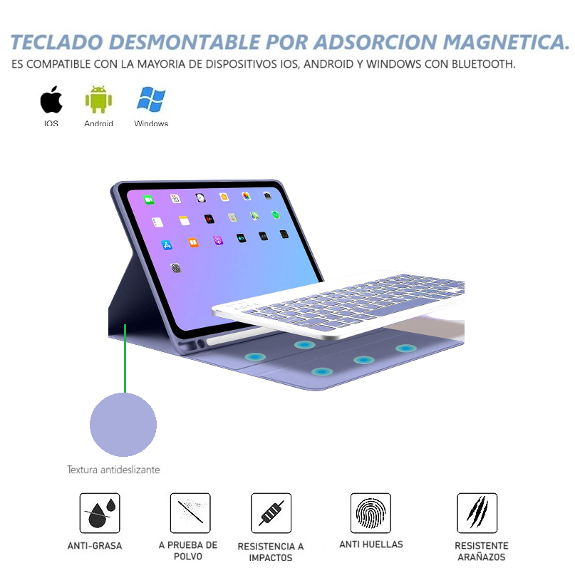 Carcasa Funda Con Teclado Compatible con iPad Air 4 5 ta generación / Lavanda-2