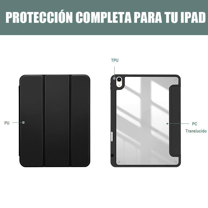 Carcasa funda Para iPad Pro 11 Air 4 Air 5 Gen - Transparente Verde-1