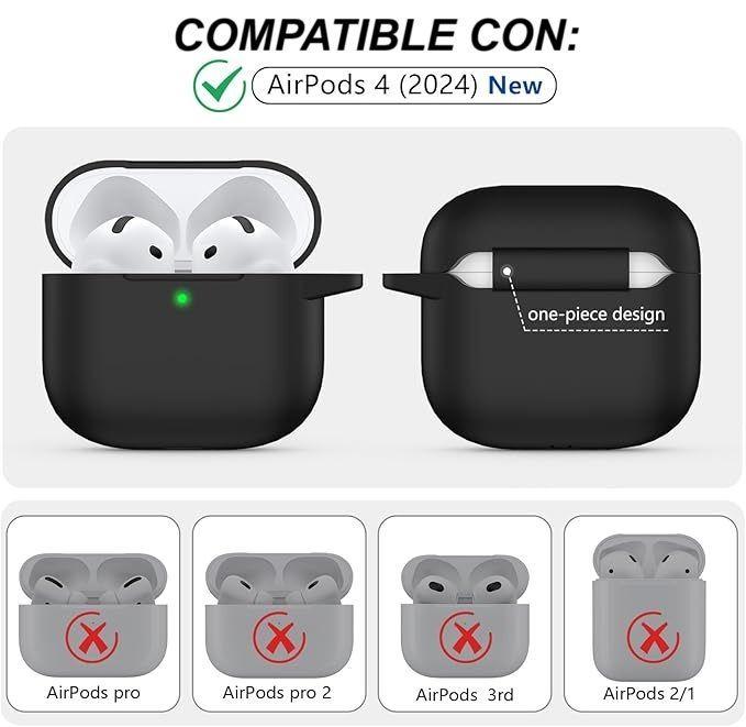 Funda Silicona Para Airpods 4 / Verde Oscuro-1