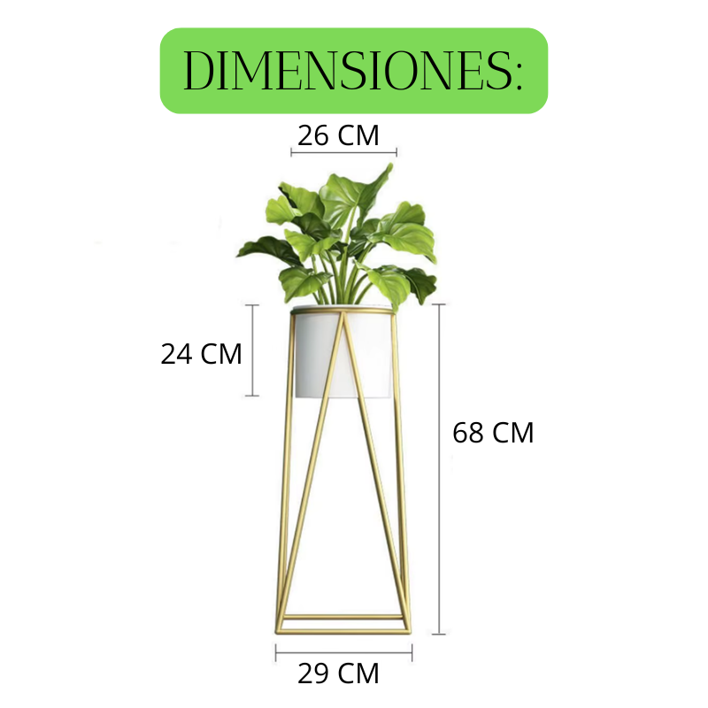 Porta Macetero Pedestal Dorado Con Macetero Blanco 68 cm-2