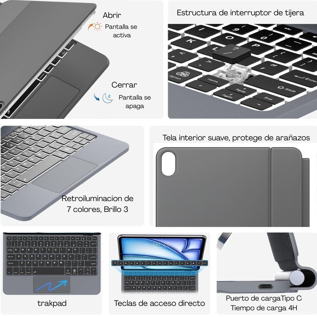 Carcasa Con Teclado Magic Keyboard Para iPad A16 11 10ma Generacion-4