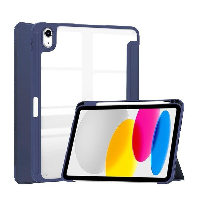 Carcasa Para iPad 10.9 10th Gen con ranura lapiz / Transparente Azul Oscuro-0