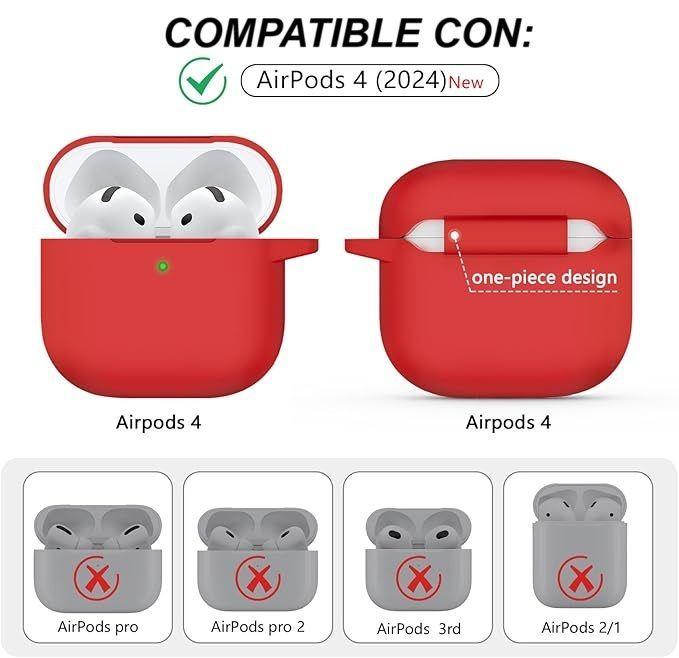 Funda Silicona Para Airpods 4 / Rojo-1