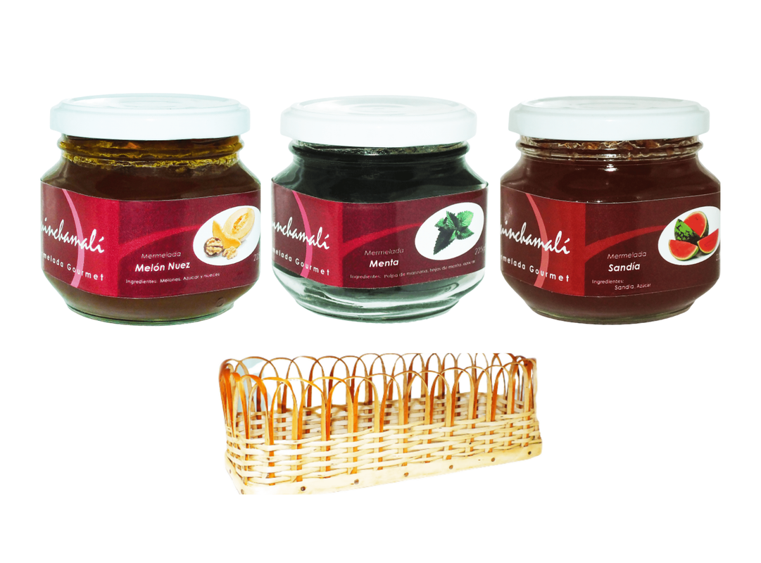 Pack Melón nuez, Menta, Sandía en cesta de mimbre-0