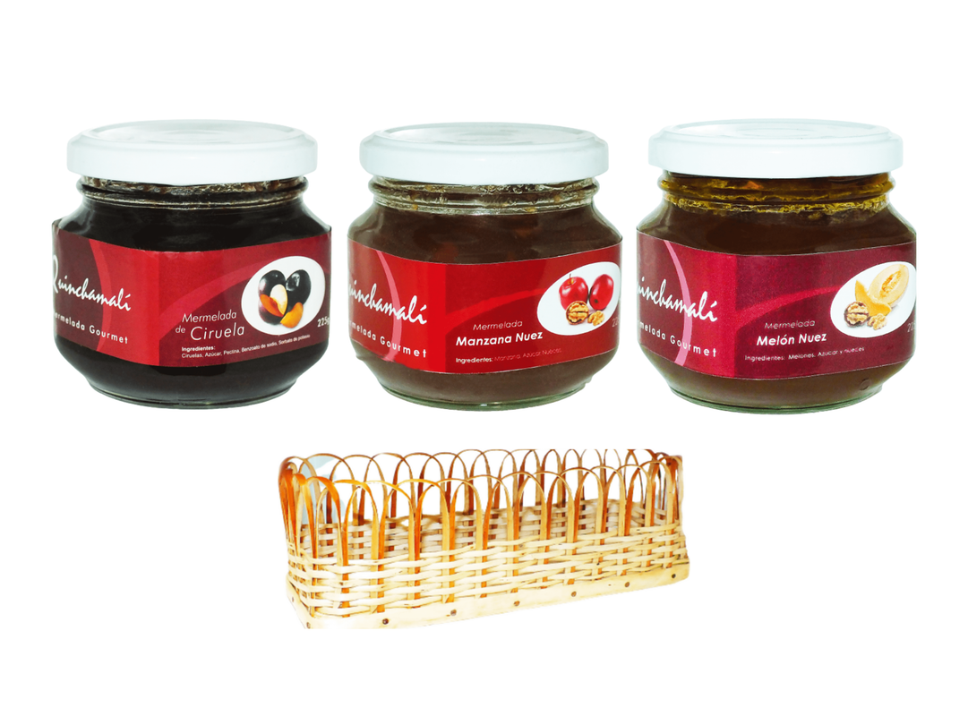 Pack Ciruela, Manzana nuez, Melón nuez en cesta de mimbre-0