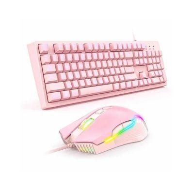 Set De Teclado Y Mouse RGB Para Chicas Gamer Rosado Onikuma-0