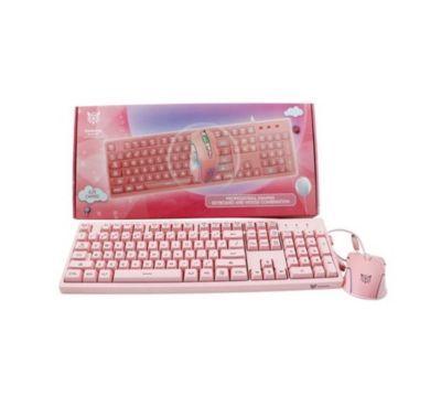 Set De Teclado Y Mouse RGB Para Chicas Gamer Rosado Onikuma-3