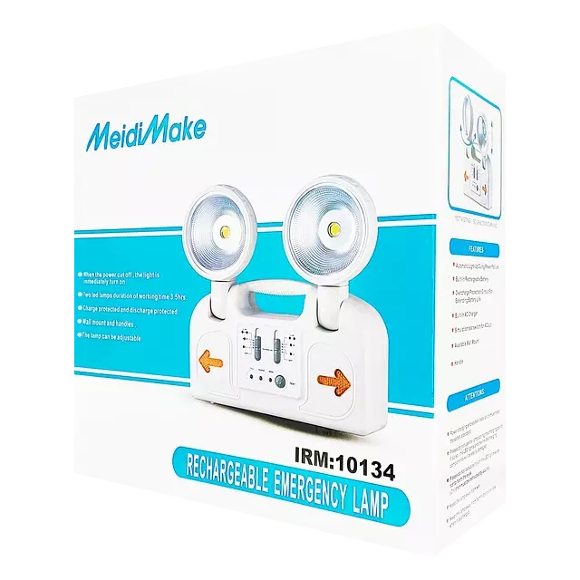 Lámpara De Emergencia De Dos Faros Luz LED Recargable y Portátil 10W-3