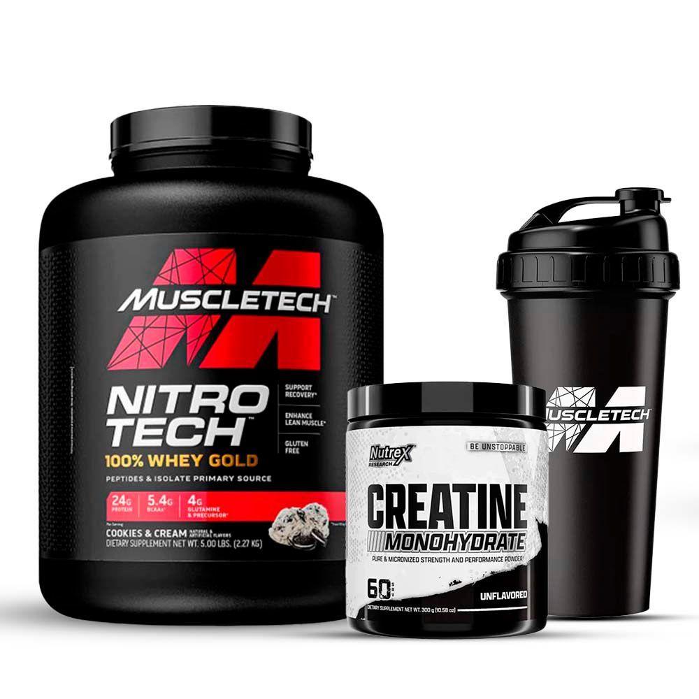 Pack Nitro Tech Muscletech + Creatina Nutrex + Shaker-0
