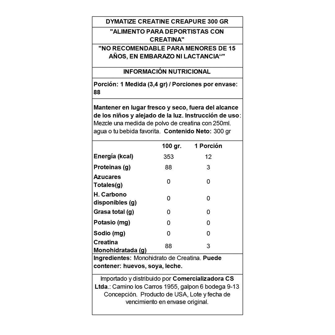 Creatina Monohidratada Dymatize Creapure 300gr-2