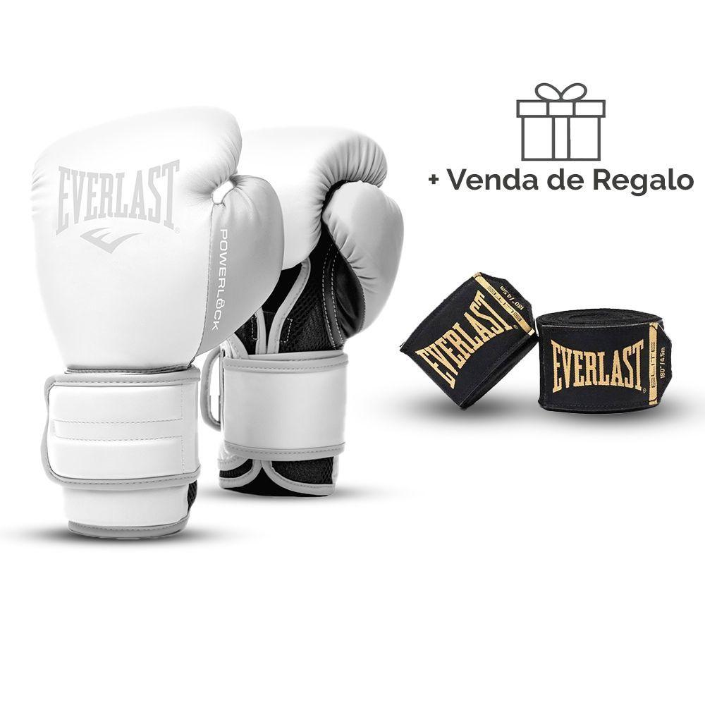 Guantes de Boxeo Everlast Powerlock Blanco + Vendas de Boxeo -0