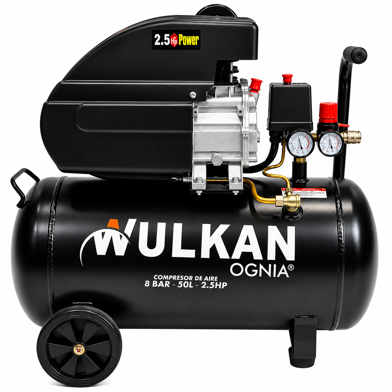 Compresor de Aire Electrico Wulkan 50 Litros 2.5Hp 8 Bar 206L/min Negro-0