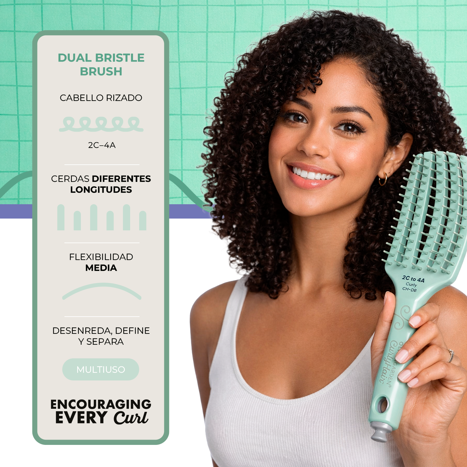 Cepillo Olivia Garden Curly Single Bristle Verde-3