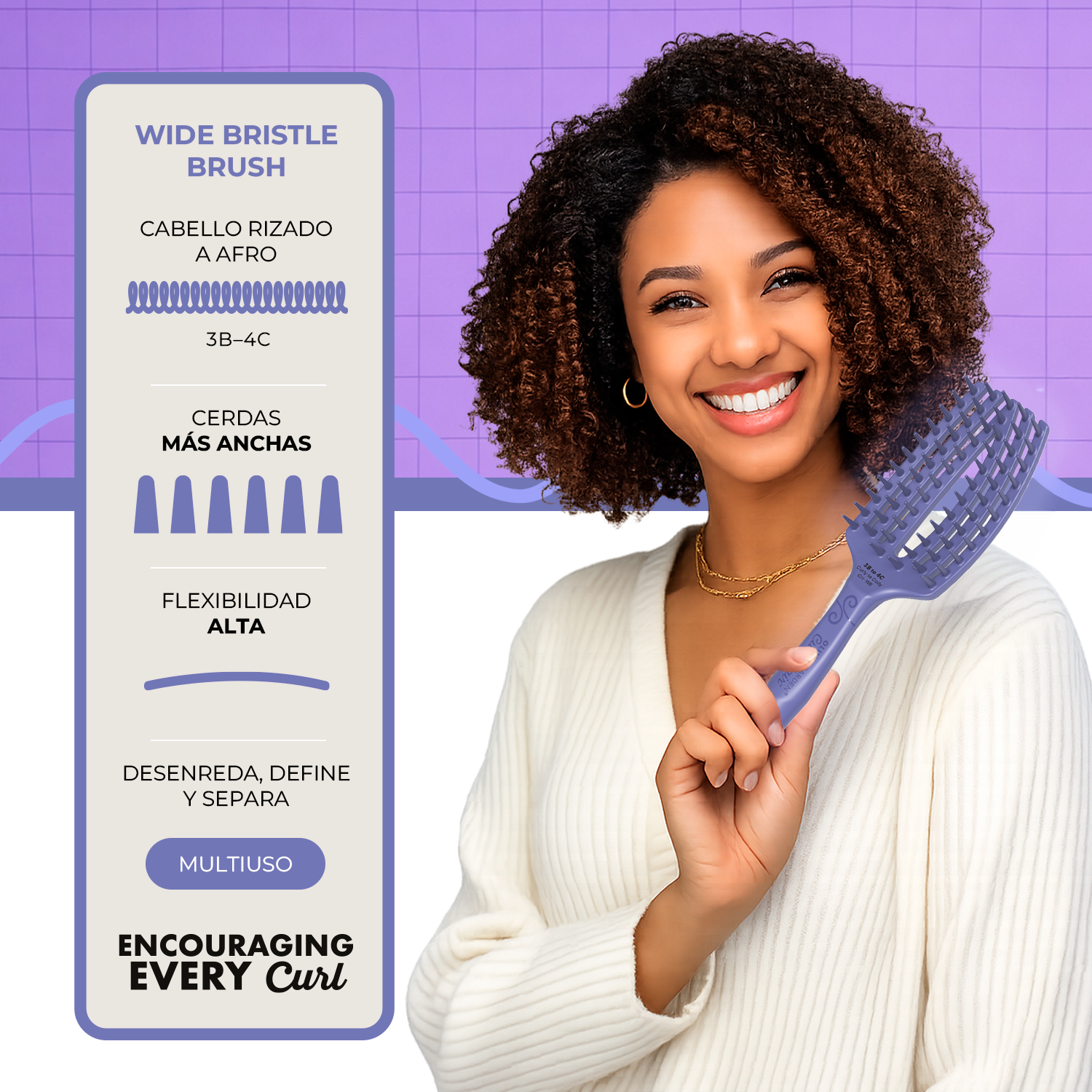 Cepillo Olivia Garden Curly Single Bristle Morado-3