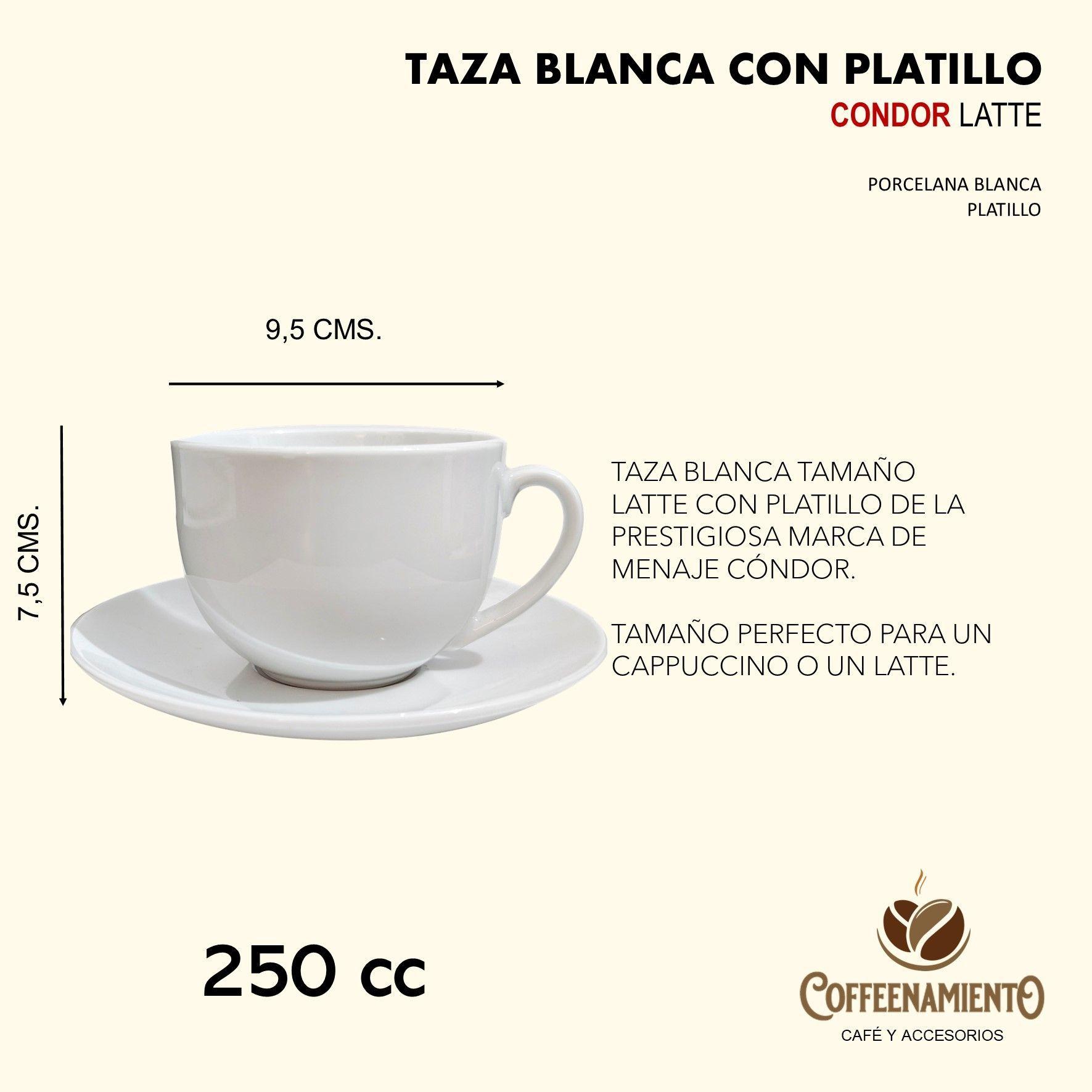 2 x Tazas Cappuccino Latte Profesional 250cc con Platillo-1